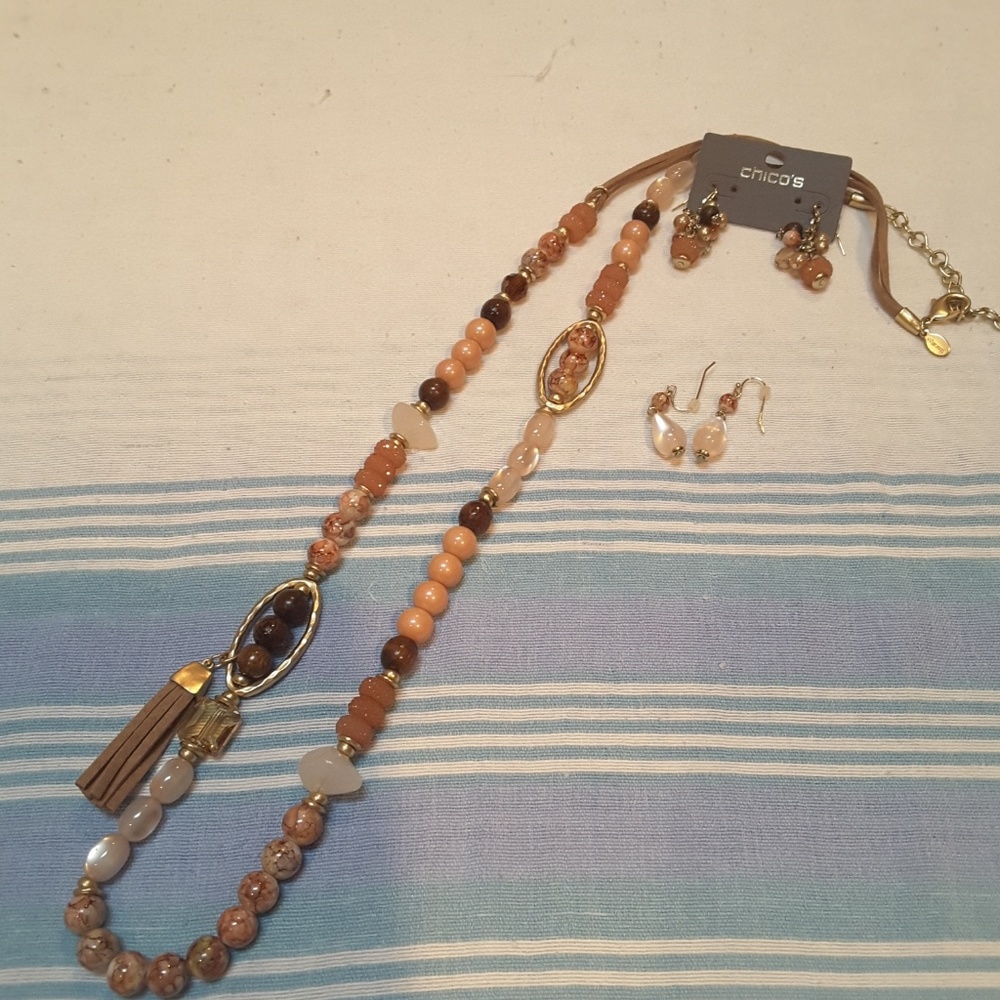 Chicos Necklace & 2 Sets of Matching Earrings